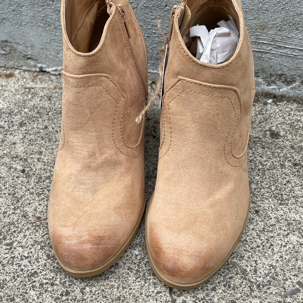 Tan leather booties